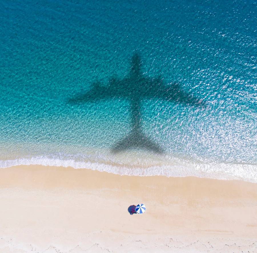 Aerial view of Tropical beach with summer vacation concept